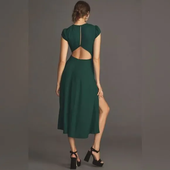 Reformation Gavin Midi Dress in Emerald - Picture 7 of 12